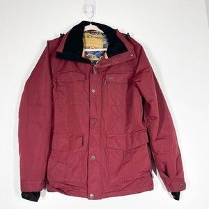 Liquid Snowboard Jacket Mens Red Full Zip Outerwear Hooded Winter Coat Sz  Small